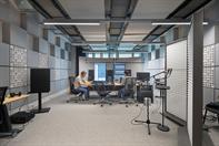 This picture shows the sound studio of Faculty of Media at University of Applied Sciences Düsseldorf.